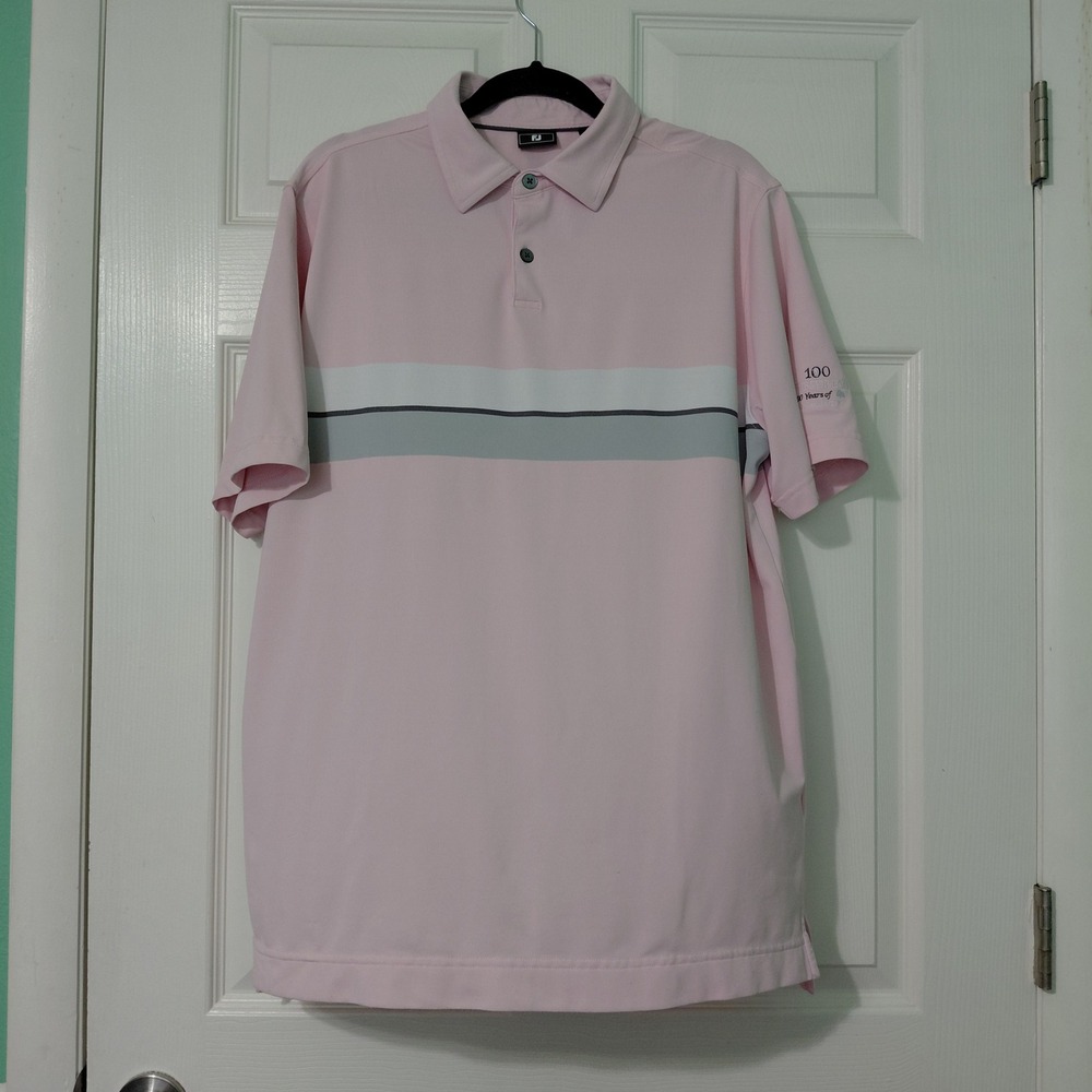 FootJoy Mens Pink Dubsdread 100 Years Orlando Golf Polo Shirt Medium 29954